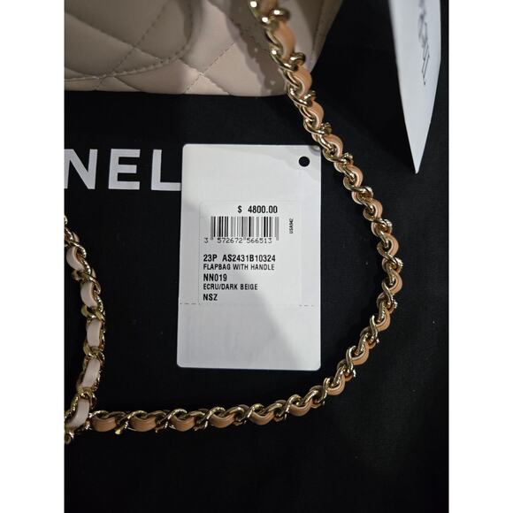 2023 Chanel Quilted Lambskin Mini Flap Top Handle Bag w/ Entrupy (15197) - Picture 3 of 16